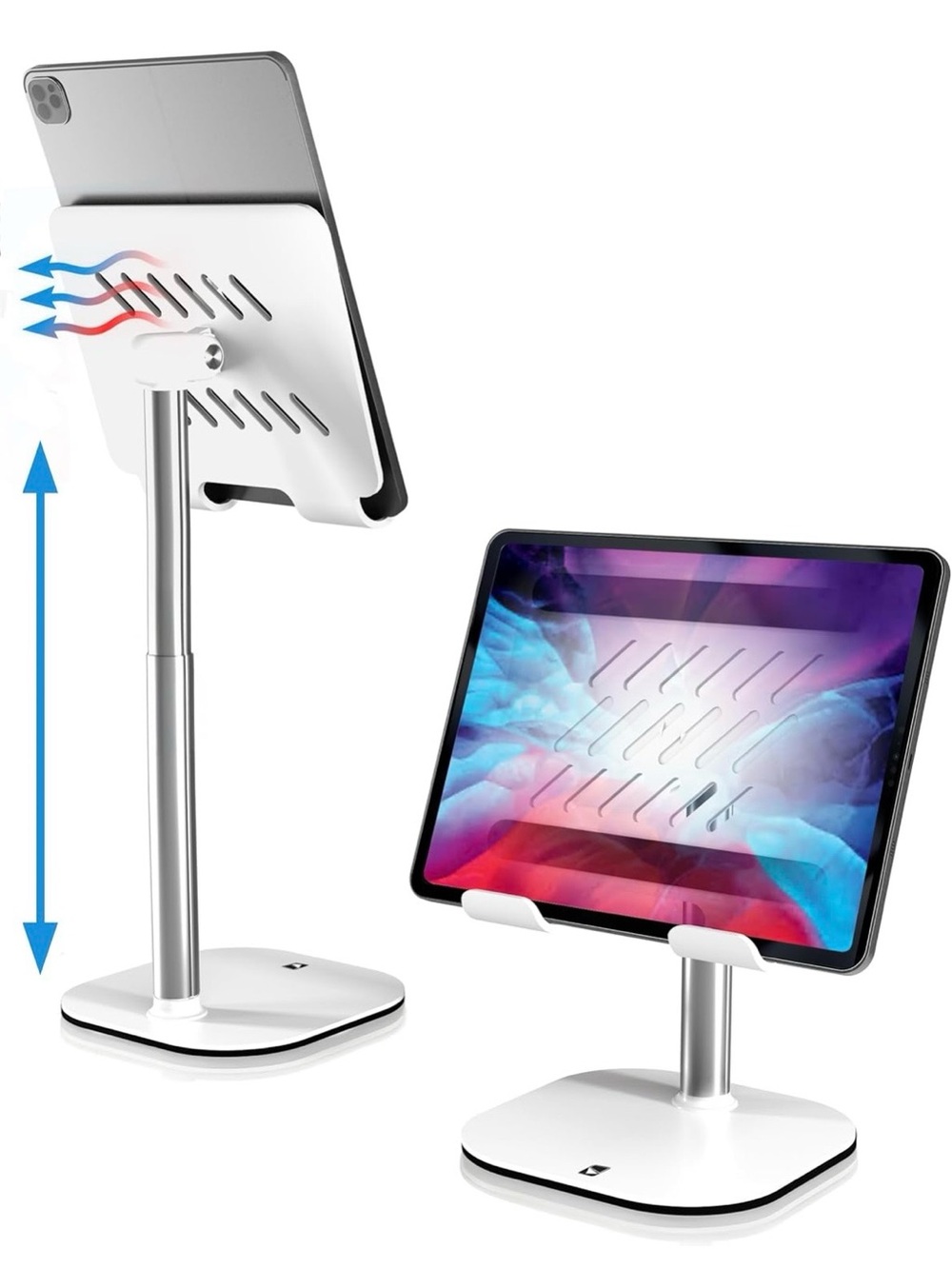 Adjustable White Tablet Stand - Universal Desk Mount